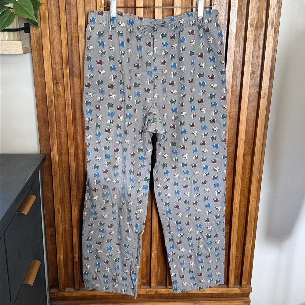 Classic Banana Republic 100% cotton Pug Dog Print High Waisted PJ Pants. L